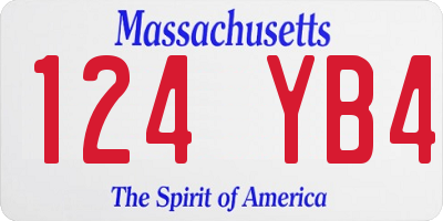 MA license plate 124YB4