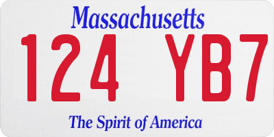 MA license plate 124YB7