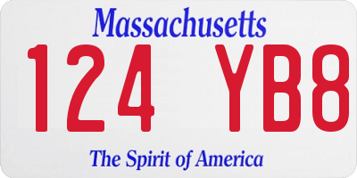 MA license plate 124YB8