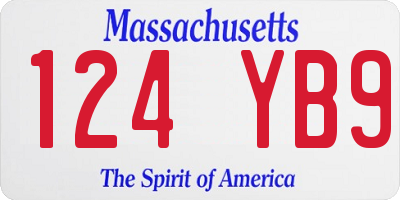 MA license plate 124YB9