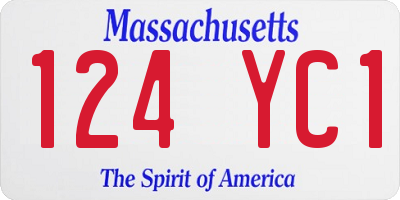 MA license plate 124YC1