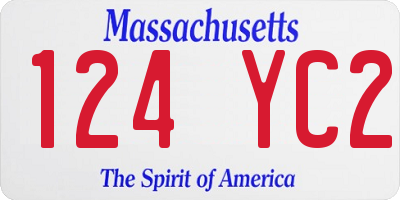 MA license plate 124YC2