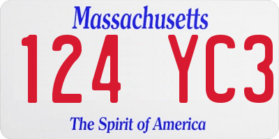 MA license plate 124YC3