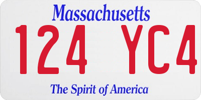 MA license plate 124YC4