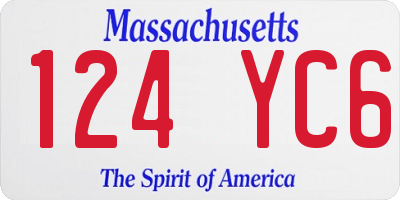 MA license plate 124YC6