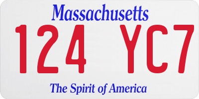 MA license plate 124YC7