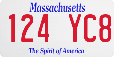 MA license plate 124YC8