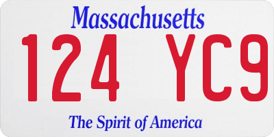MA license plate 124YC9