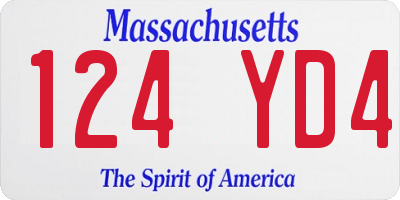 MA license plate 124YD4