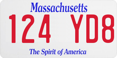 MA license plate 124YD8