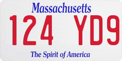 MA license plate 124YD9