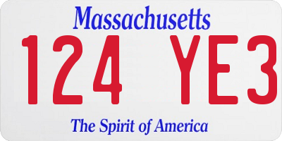 MA license plate 124YE3