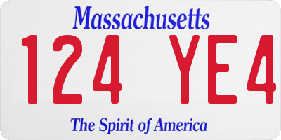 MA license plate 124YE4