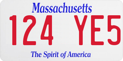 MA license plate 124YE5