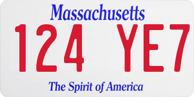 MA license plate 124YE7