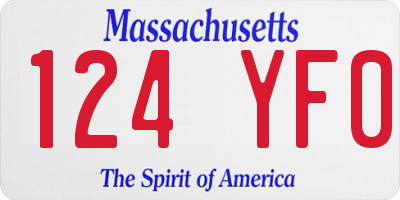 MA license plate 124YF0