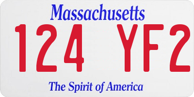 MA license plate 124YF2