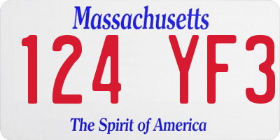 MA license plate 124YF3