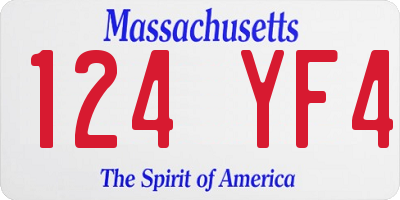MA license plate 124YF4