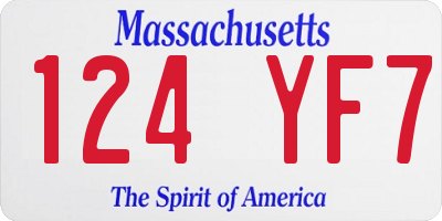 MA license plate 124YF7