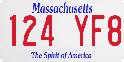 MA license plate 124YF8