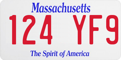 MA license plate 124YF9