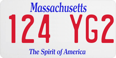 MA license plate 124YG2
