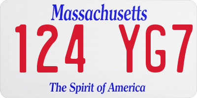 MA license plate 124YG7