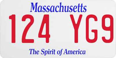 MA license plate 124YG9
