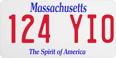 MA license plate 124YI0