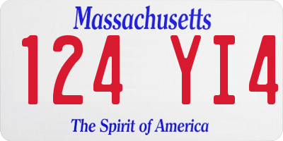 MA license plate 124YI4