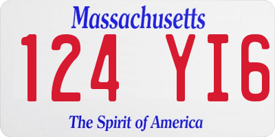 MA license plate 124YI6