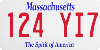 MA license plate 124YI7