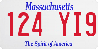 MA license plate 124YI9