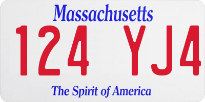 MA license plate 124YJ4