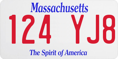MA license plate 124YJ8