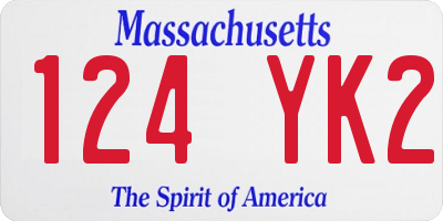 MA license plate 124YK2