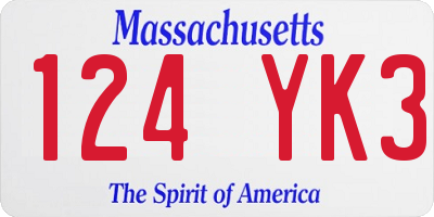 MA license plate 124YK3