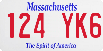 MA license plate 124YK6