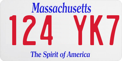 MA license plate 124YK7