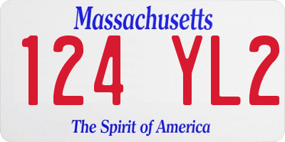 MA license plate 124YL2