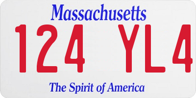 MA license plate 124YL4