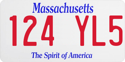 MA license plate 124YL5