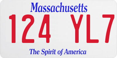 MA license plate 124YL7