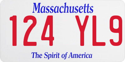 MA license plate 124YL9