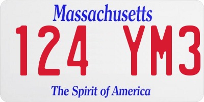 MA license plate 124YM3