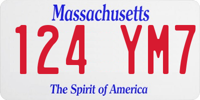 MA license plate 124YM7