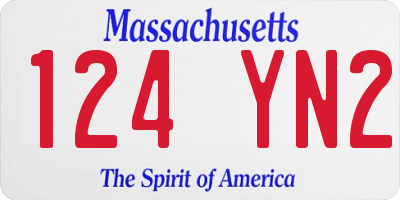 MA license plate 124YN2