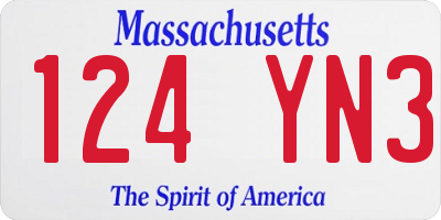 MA license plate 124YN3