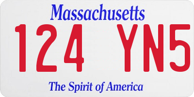 MA license plate 124YN5